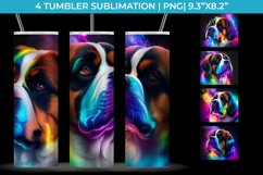 Neon Saint Bernard Dog Tumbler Wrap 20 oz Sublimation PNG Product Image 1