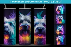 Neon Westie Dog Tumbler Wrap 20 oz Sublimation PNG Product Image 1