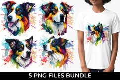 Rainbow Australian Shepherd Dog Watercolor PNG Product Image 1