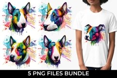 Rainbow Bull Terrier Dog Watercolor Bundle Sublimation Product Image 1