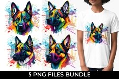 Rainbow German Shepherd Dog Watercolor PNG Product Image 1