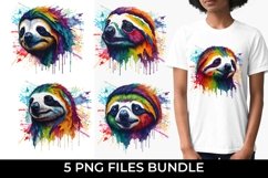 Rainbow Sloth Animal Watercolor Bundle Sublimation Product Image 1