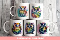 Rainbow Watercolor Owl PNG | Sublimation PNG Product Image 1