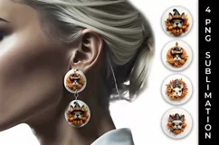 3D Halloween French Bulldog Dog Earrings Sublimation PNG Product Image 1
