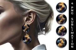 Galaxy Marigold Flowers Earrings Sublimation PNG Product Image 1