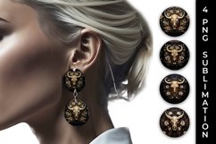 3d Gold Black Bull Skull Earrings Sublimation PNG Product Image 1