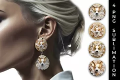 3D white Floral Corgi Dog Earrings Sublimation PNG Product Image 1