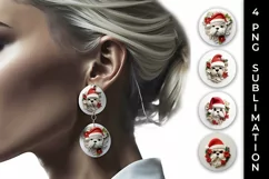 3D Christmas Shih Tzu Dog Earrings Sublimation PNG Product Image 1