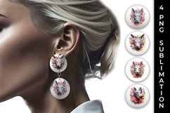 3D Floral Fantasy Doberman Earrings Sublimation PNG Product Image 1