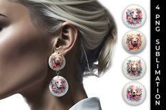3D Floral Fantasy Cocker Spaniel Earrings Sublimation PNG Product Image 1