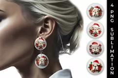 3D Christmas Bulldog Dog Earrings Sublimation PNG Product Image 1