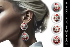 3D Christmas French Bulldog Dog Earrings Sublimation PNG Product Image 1