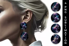 Galaxy Freezia Flowers Earrings Sublimation PNG Product Image 1