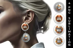 3D Halloween Bulldog Dog Earrings Sublimation PNG Product Image 1