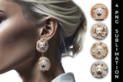 3D white Floral Westie Dog Earrings Sublimation PNG Product Image 1