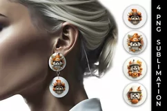 3D Halloween Shih Tzu Dog Earrings Sublimation PNG Product Image 1