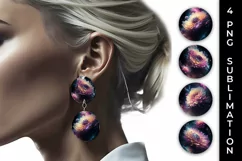 Galaxy Dahlias Flowers Earrings Sublimation PNG Product Image 1