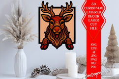 Santa&#039;s Reindeer 3D Layered SVG| 9 Layer Laser Cut Christmas Product Image 1