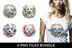 3D Floral Fantasy Maltese T-Shirt Sublimation PNG Product Image 1