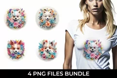 3D Floral Fantasy Pomeranian T-Shirt Sublimation PNG Product Image 1