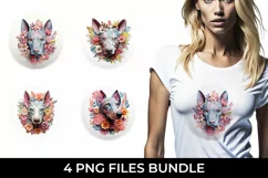 3D Floral Fantasy Doberman T-Shirt Sublimation PNG Product Image 1