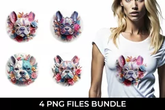 3D Floral Fantasy French Bulldog T-Shirt Sublimation PNG Product Image 1