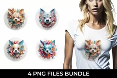 3D Floral Fantasy Chihuahua T-Shirt Sublimation PNG Product Image 1