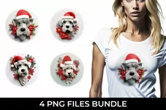 3D Christmas Schnauzer Dog T-shirt Sublimation PNG Product Image 1