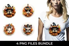 3D Halloween French Bulldog Dog T-shirt Sublimation PNG Product Image 1