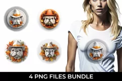 3D Halloween Bulldog Dog T-shirt Sublimation PNG Product Image 1