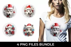 3D Christmas Husky Dog T-shirt Sublimation PNG Product Image 1