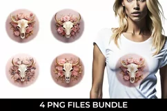 3d Gold Pink Bull Skull T-shirt Sublimation PNG Product Image 1