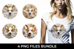 3D white Floral Corgi Dog T-shirt Sublimation PNG Product Image 1