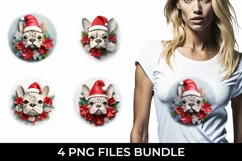 3D Christmas French Bulldog Dog T-shirt Sublimation PNG Product Image 1