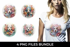 3D Floral Fantasy Poodle T-Shirt Sublimation PNG Product Image 1