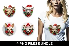 3D Christmas Chihuahua Dog T-shirt Sublimation PNG Product Image 1