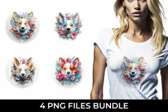 3D Floral Fantasy Corgi T-Shirt Sublimation PNG Product Image 1