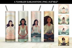 Blissful Serenity - Woman Meditating Tumbler Wrap PNG Product Image 1