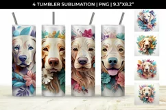 3d Floral Fantasy Golden Retriever Tumbler Wrap Sublimation Product Image 1
