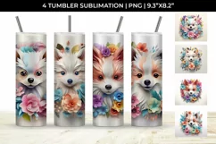 3d Floral Fantasy Pomeranian Tumbler Wrap Sublimation PNG Product Image 1
