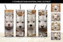 3D white Floral Westie Dog Tumbler Wrap 20 oz Sublimation Product Image 1