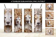 3D white Floral Beagle Dog Tumbler Wrap 20 oz Sublimation Product Image 1