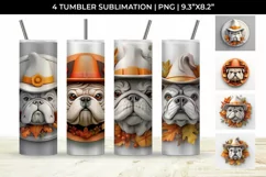 3D Halloween Bulldog Dog Tumbler Wrap 20 oz Sublimation PNG Product Image 1