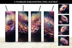Galaxy Dahlias Flowers Tumbler Wrap 20 oz Sublimation PNG Product Image 1