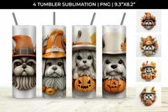 3D Halloween Shih Tzu Dog Tumbler Wrap 20 oz Sublimation PNG Product Image 1