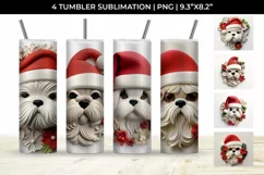 3D Christmas Shih Tzu Dog Tumbler Wrap 20 oz Sublimation PNG Product Image 1