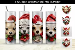 3D Christmas Chihuahua Dog Tumbler Wrap 20 oz Sublimation Product Image 1