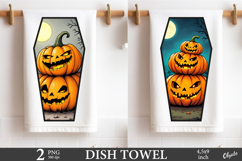 Coffin Dish Towel PNG. Pumpkin Dish Towel Sublimation PNG Product Image 1