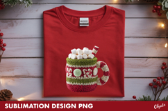 Crochet Hot Cocoa, Christmas T-shirt Sublimation Design Product Image 1