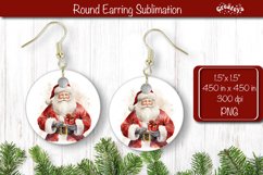Christmas Round Earring Santa Sublimation Designs Christmas Product Image 1